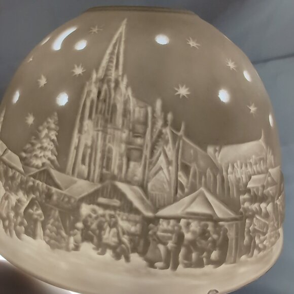 Starlight Hellmann-Versand Bisque Lithopane White Christmas 0816 Candle Holder - Picture 5 of 12